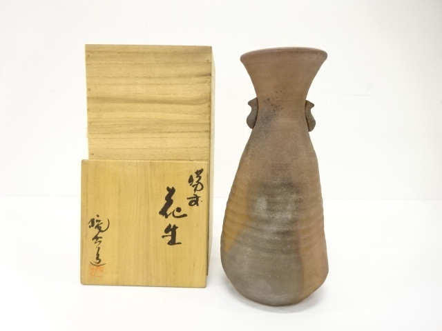 JAPANESE POTTERY / BIZEN WARE FLOWER VASE / ARTISAN WORK